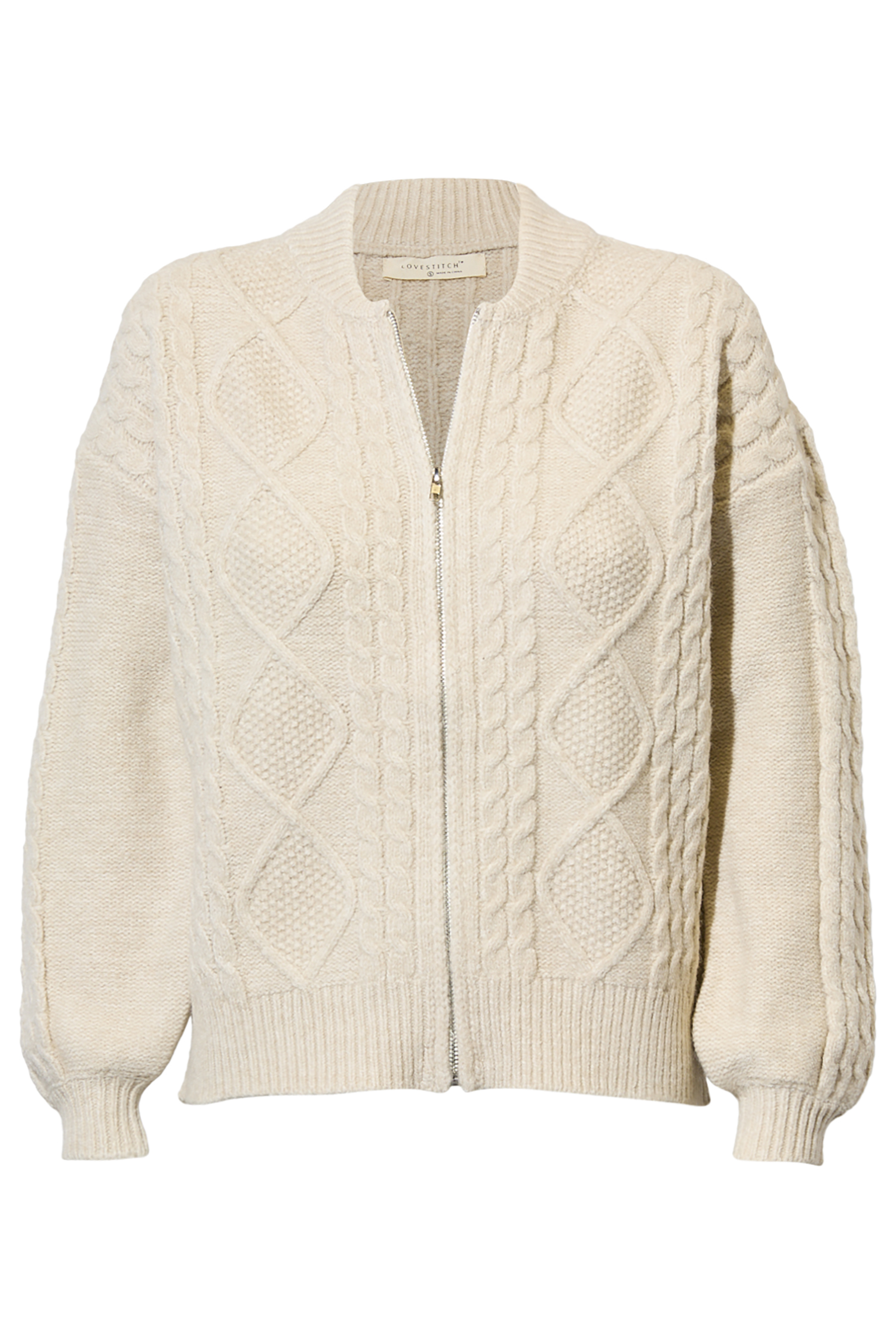 Cable Knit Zip Front Sweater
